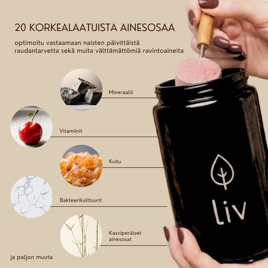 LIV - Rauta ja välttämättömät ravintoaineet naisille